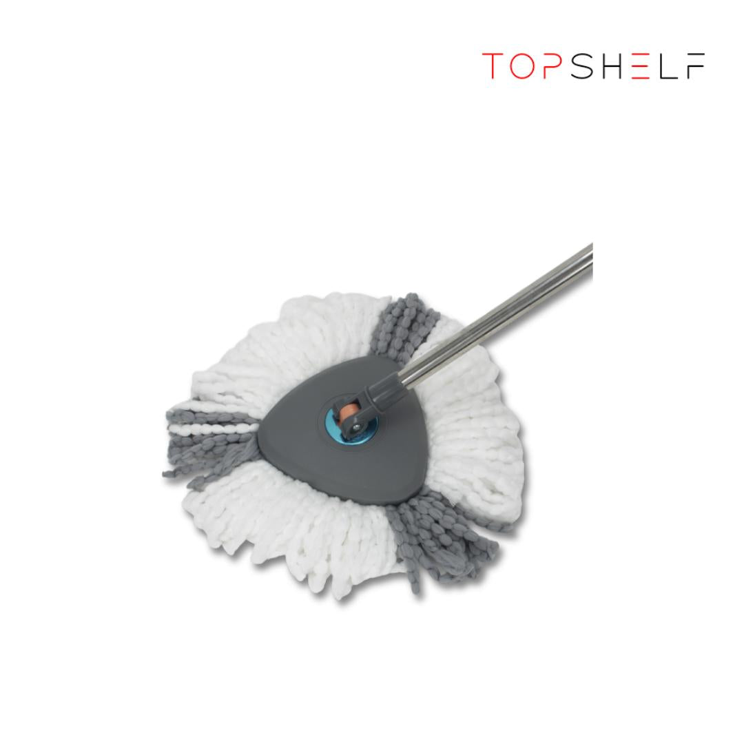 Dual-Compartment Spin Mop with 2 Extra Mop Heads, 360° Rotating Design, Foldable Bucket, Built-in Cleaner Bottle Holder, Durable Microfiber wonder mop