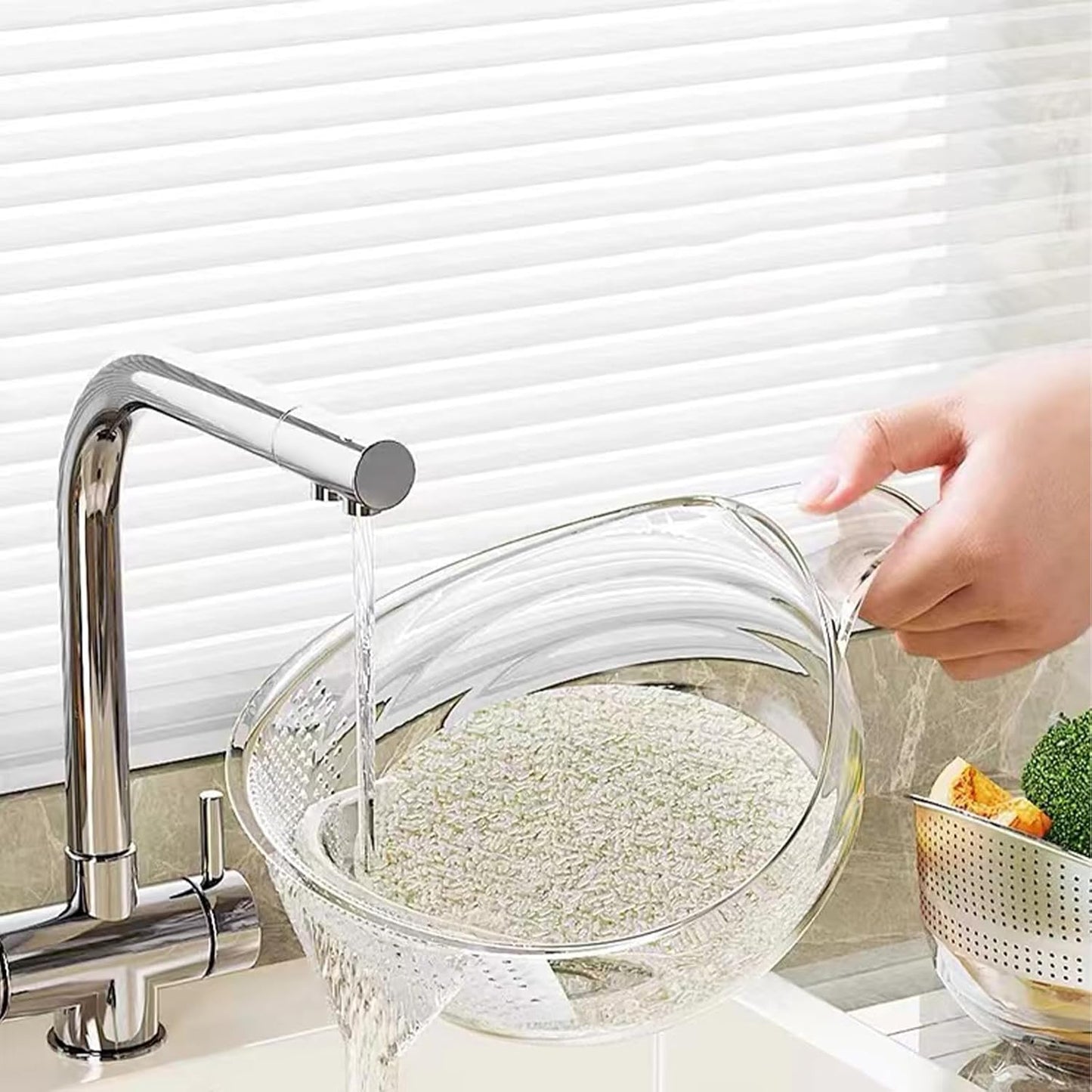 2-in-1 Rice Washer & Strainer Bowl - Multifunctional Drain Basket