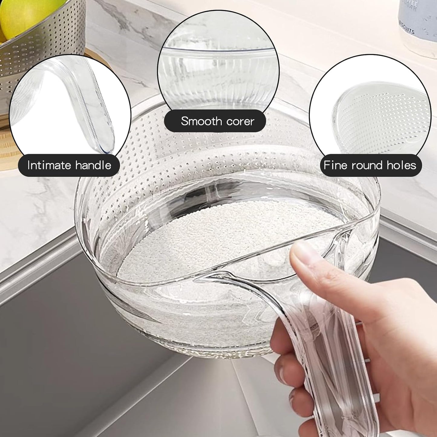 2-in-1 Rice Washer & Strainer Bowl - Multifunctional Drain Basket
