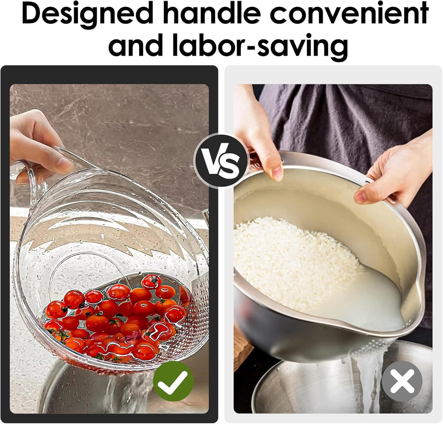 2-in-1 Rice Washer & Strainer Bowl - Multifunctional Drain Basket