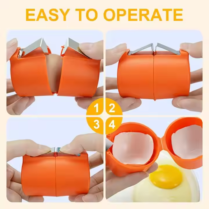 Egg Shell Opener & Separator Set – 3 pcs Stainless Steel Kitchen Gadgets