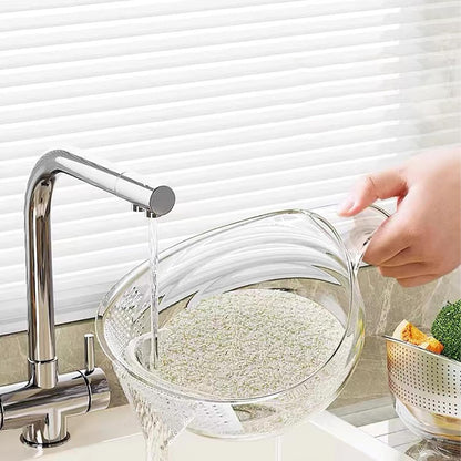 2-in-1 Rice Washer & Strainer Bowl - Multifunctional Drain Basket