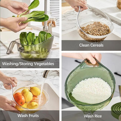 2-in-1 Rice Washer & Strainer Bowl - Multifunctional Drain Basket
