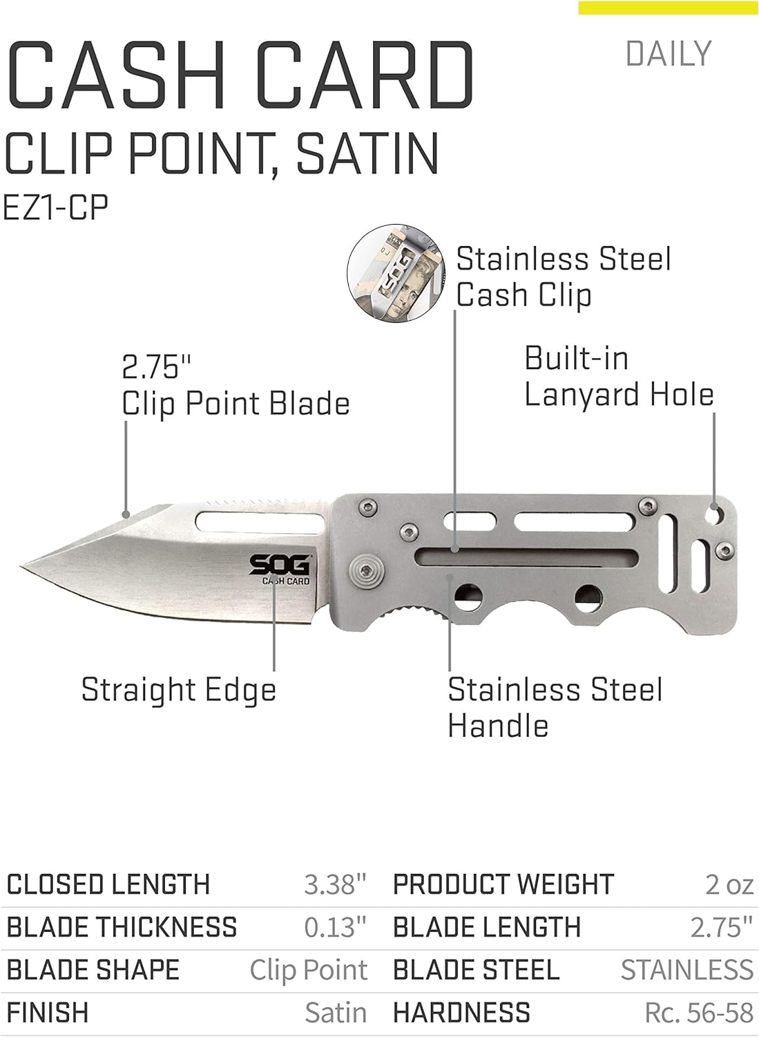 SOG Cash Card Money Clip Knife